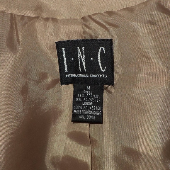 INC Faux Fur Vest M Brown Beige Tan OPEN FRONT - Picture 4 of 6